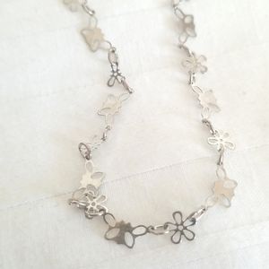Silver Butterfly Flower Ankle Bracelet